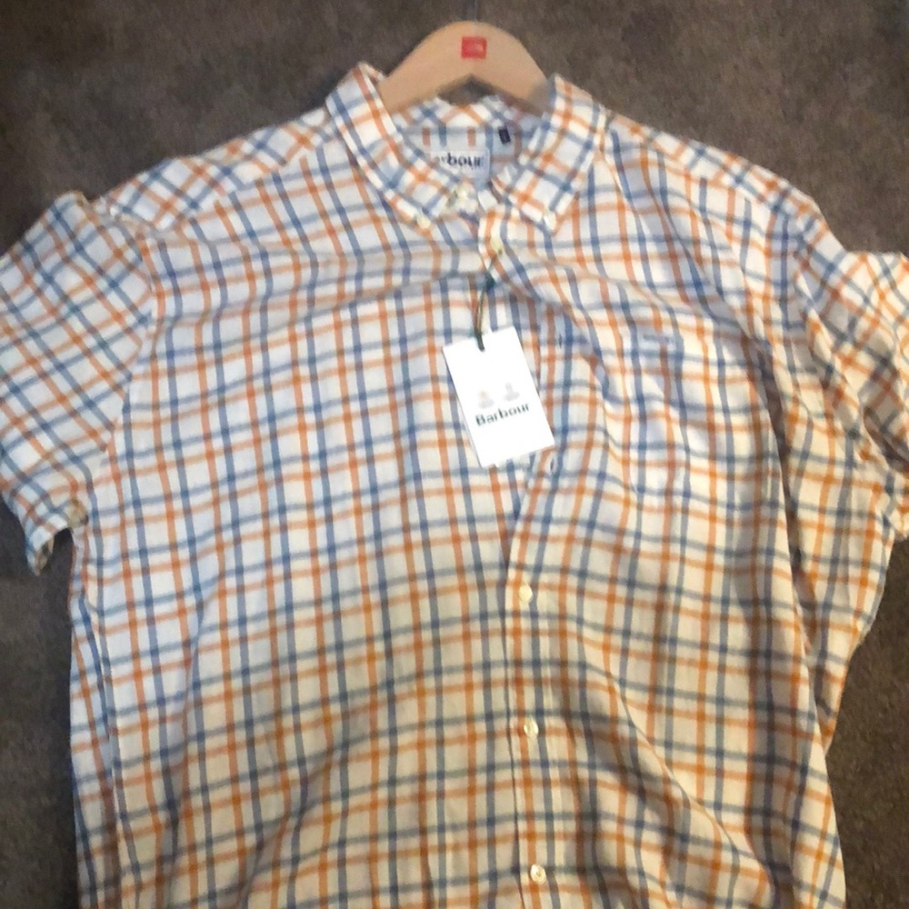 Barbour Orange and Blue Casual Button Down Shirt